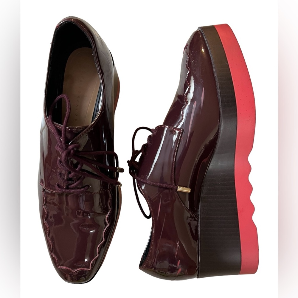 Zara Trafaluc Maroon Patent Platform Mary Jane Size 39